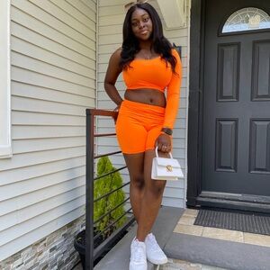 Vibrant Orange Women's Shorts Set